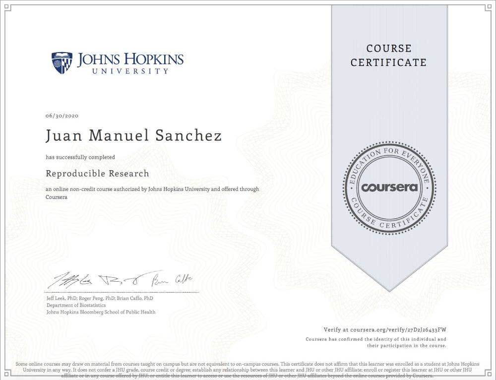 Reproducible Research Certificate.